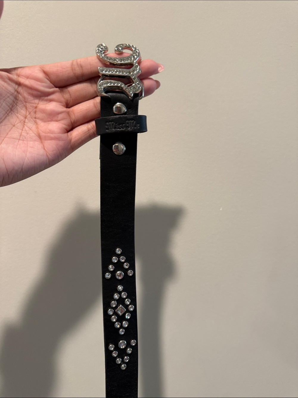 Miss Me Black Studded Leather Belt